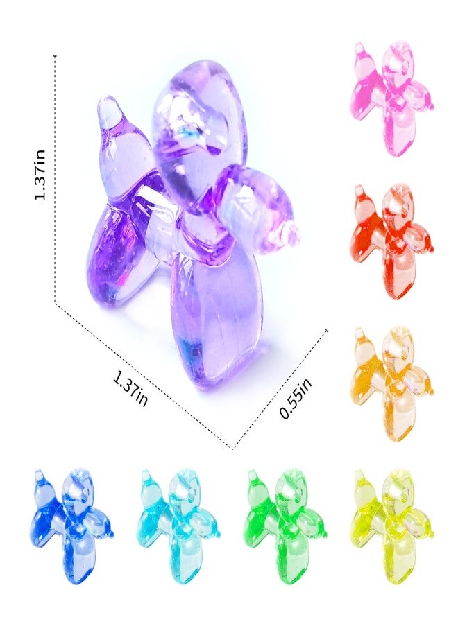 cntjv 70 Pcs Mini Resin Balloon Dog Figurine to Hide Small Acrylic Bulk Balloon Animal Toys Crafts 8 Color Mixed with Holes for Party Favors Statue Decor Charm Keychain - Image 2